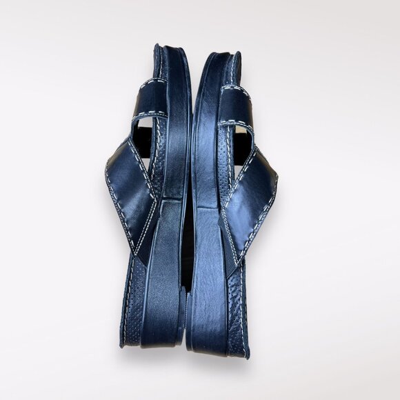 Aerosoles Leather Sandals Black Open Toe Slip On Size 6.5 - Picture 5 of 10